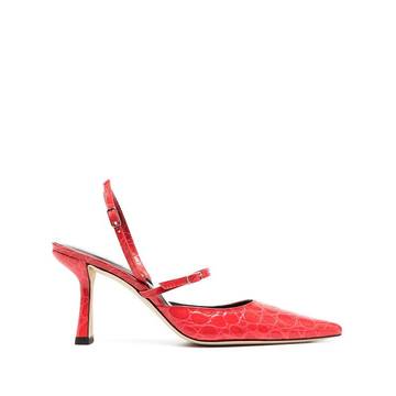 crocodile embossed slingback mules