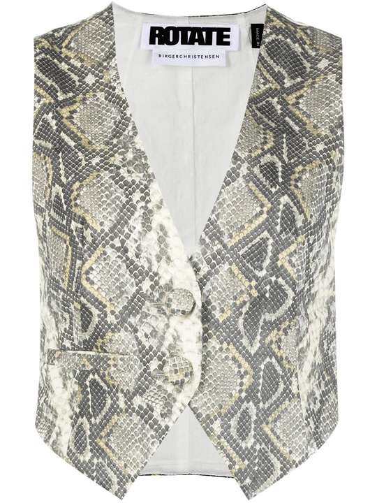 snakeskin-print two-button waistcoat展示图