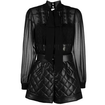 semi-sheer quilted playsuit