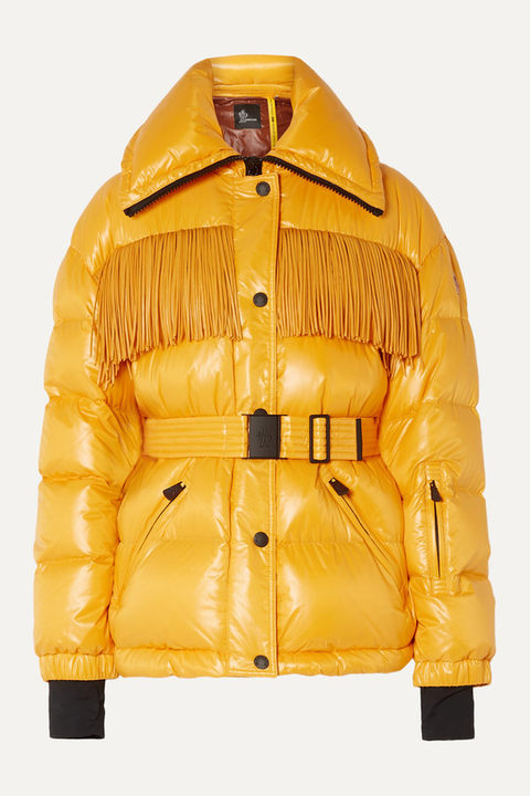 x 3 Moncler Grenoble 配腰带流苏绗缝软壳面料羽绒滑雪夹克展示图