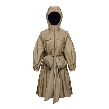 Bow-Detailed Shell Hooded Coat