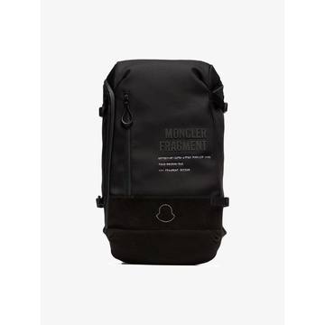 7 Moncler Fragment black suded trimmed canvas backpack