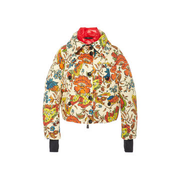 Floral-Print Quilted Cotton Hooded Puffer Jacket