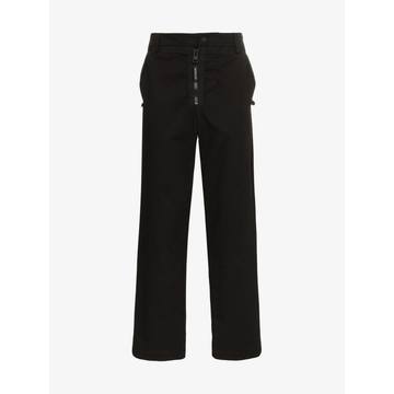 logo detail straight leg cotton trousers