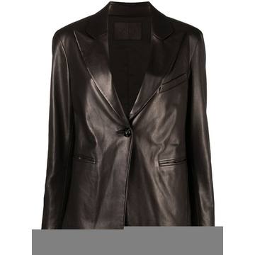 single-breasted leather blazer