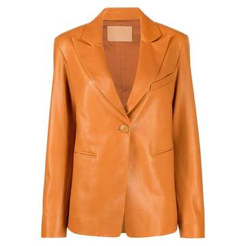 single-breasted leather blazer