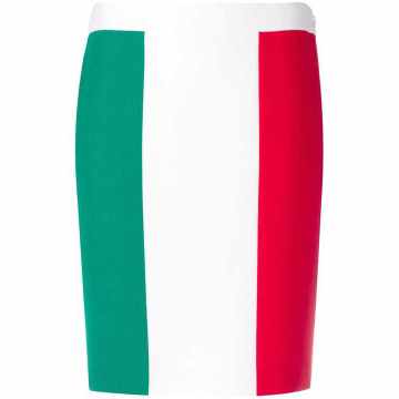 Italian 国旗印花直筒半身裙