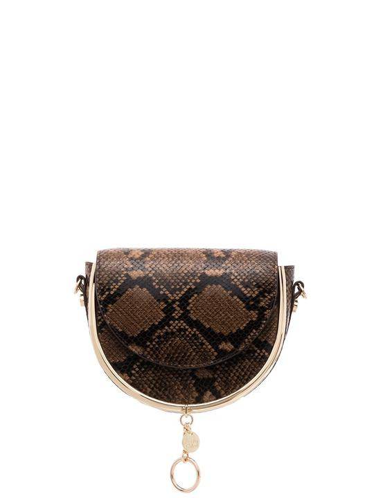 brown Mara snake print leather cross body bag展示图