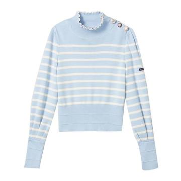 striped knit jumper with button detail