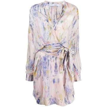 Keita abstract-batik print wrap dress