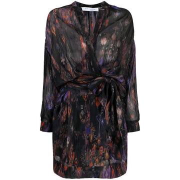 Keita abstract-batik print wrap dress