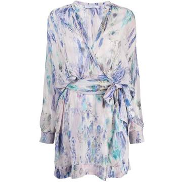 Keita abstract-batik print wrap dress