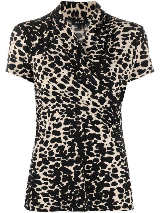 animal print wrap style top展示图