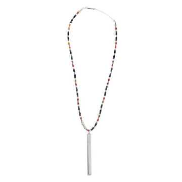CIG CASE BEADS NECKLACE SILVER WHITE