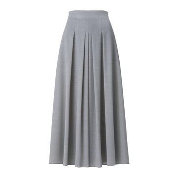 Pleated Wool A-Line Skirt