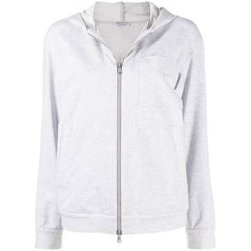 zip-up hooded jacket