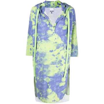 tie-dye print hooded dress