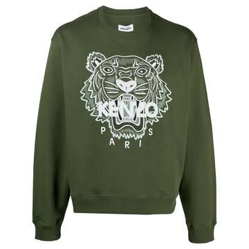 Tiger motif crew neck sweatshirt