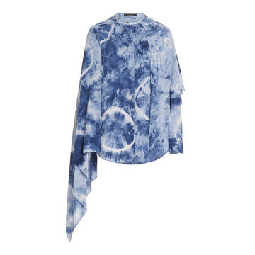 Scarf-Accented Tie Dyed Blouse