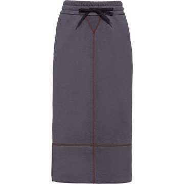 contrast-stitching midi skirt