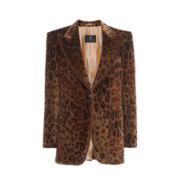 Leopard Peaked Velvet Blazer