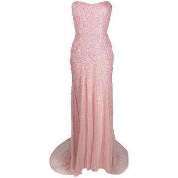 sequin-embellished strapless gown