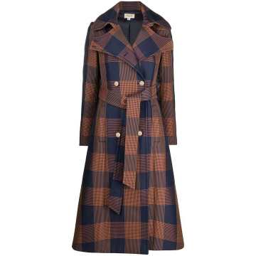 Halcyon checked wool-blend coat