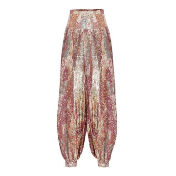 Draped Pliss�� Harem Pants