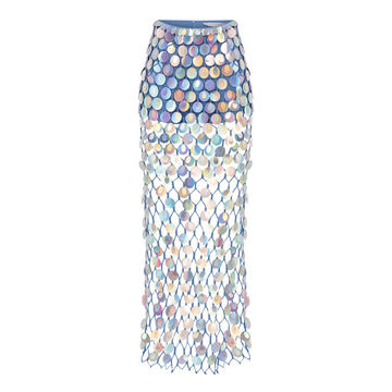 Embroided Mesh Maxi Skirt