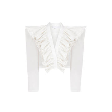 Ruffled Crepe Cropped Top