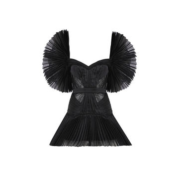 Pleated Organza Mini Dress