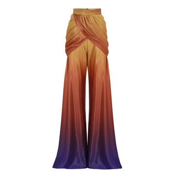 Ombre Satin Wide-Leg Pants