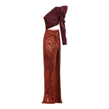 One-Shoulder Sequined Gown