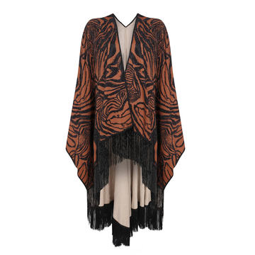 Fringed Jacquard Kimono