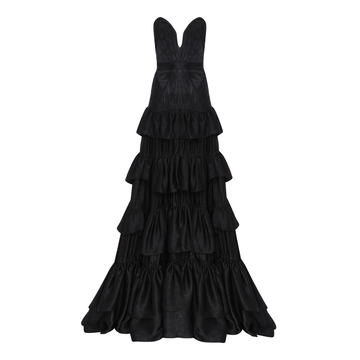 Tiered Ruffle Taffeta Gown