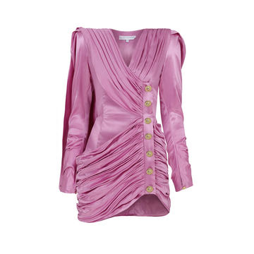 Ruched Satin Mini Dress