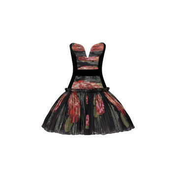 Floral Pliss�� Mini Dress