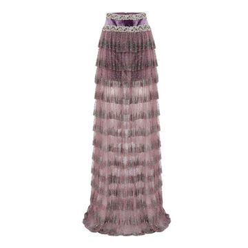 Strass-Embellished Organza Maxi Skirt