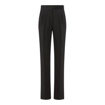 Buckle-Accented Shell Straight-Leg Trousers