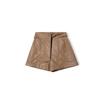 Mari Tie Waist Vegan Leather Shorts