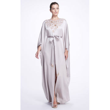 Draped Satin Kaftan Gown