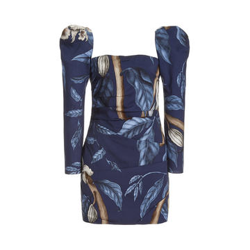 Exclusive Gathering Nature Printed Crepe Mini Dress