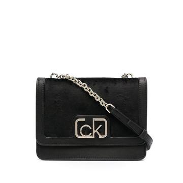 velvet-panel chain-strap shoulder bag