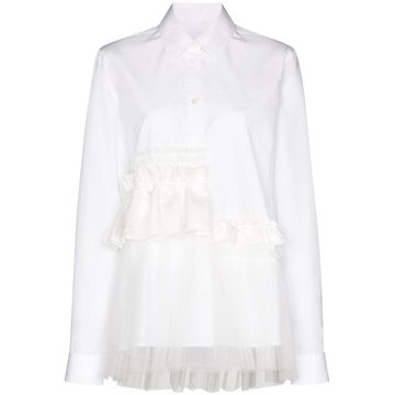 tulle trimmed poplin shirt