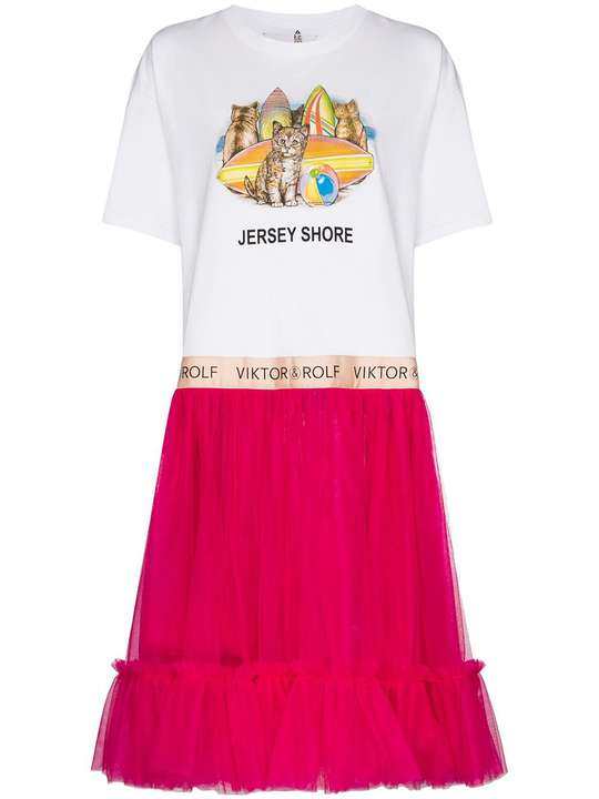 Jersey Shore T-shirt tulle trim midi dress展示图