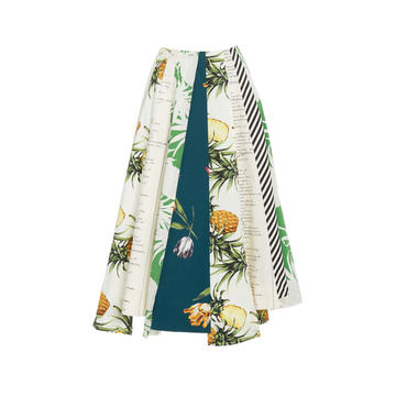 Printed Paneled Cotton-Blend Skirt