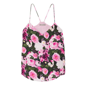 Floral Printed Georgette V-Neck Tank Top