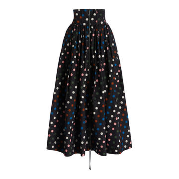 High Waist Gathered Cotton Skirt