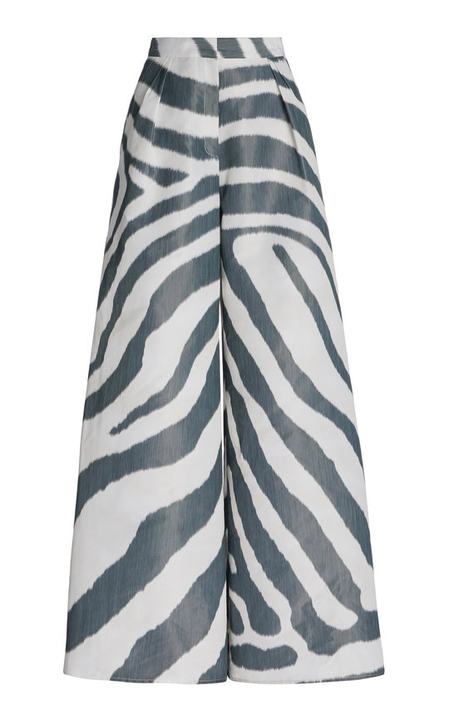 Pleated Printed Crepe Wide-Leg Pants展示图