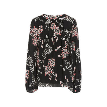 Printed Bow-Detail Crepe Blouse